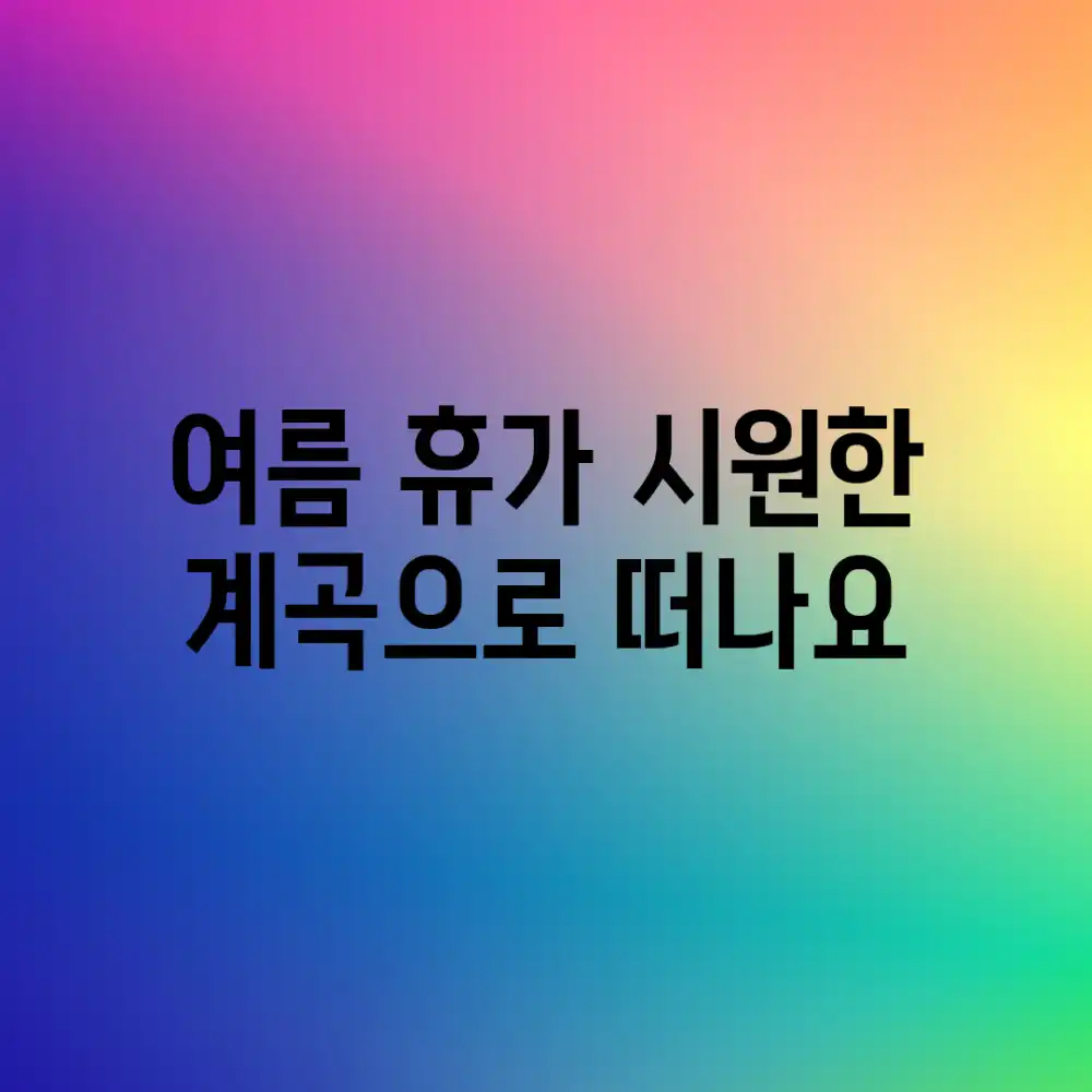 여름 휴가, 시원한 계곡으로 떠나요!