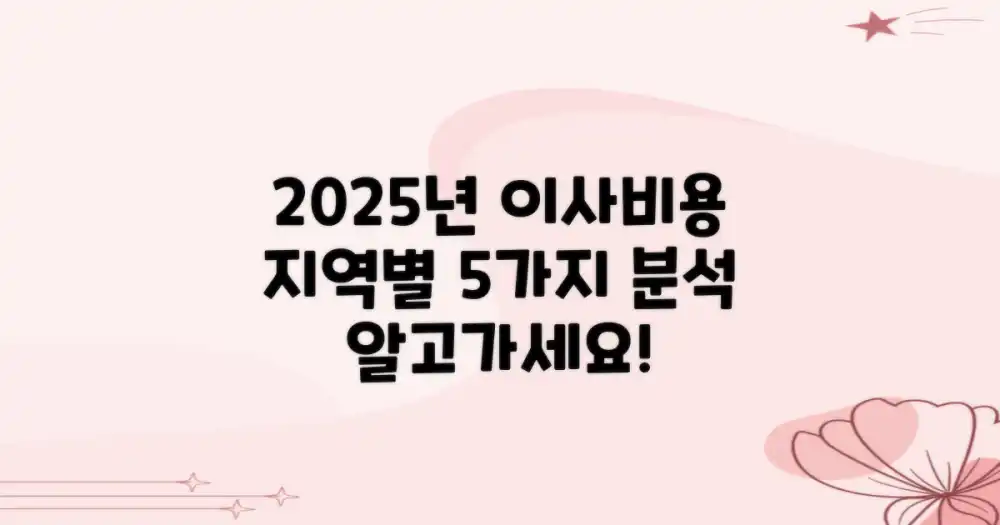 2025년 이사 비용: 지역별 변동 5가지 분석