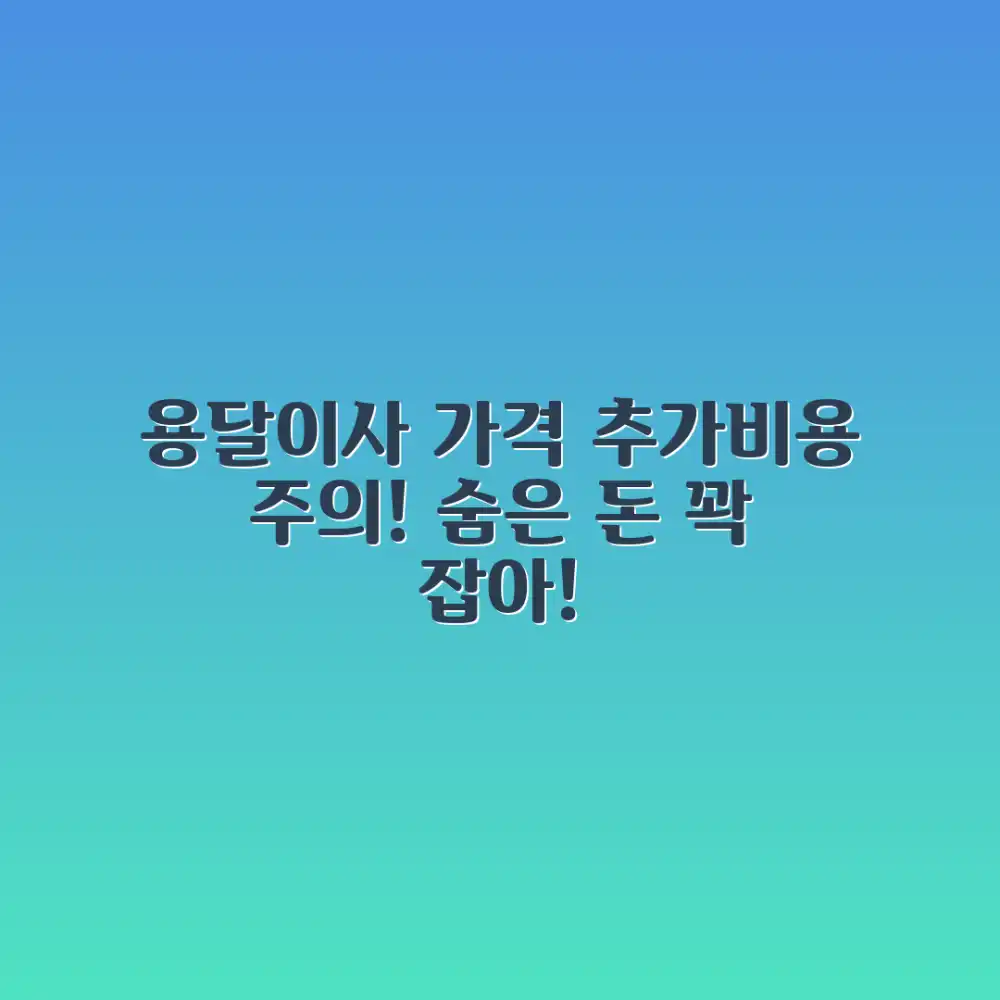 놀라운 용달이사 가격, 예상치 못한 추가비용 주의!