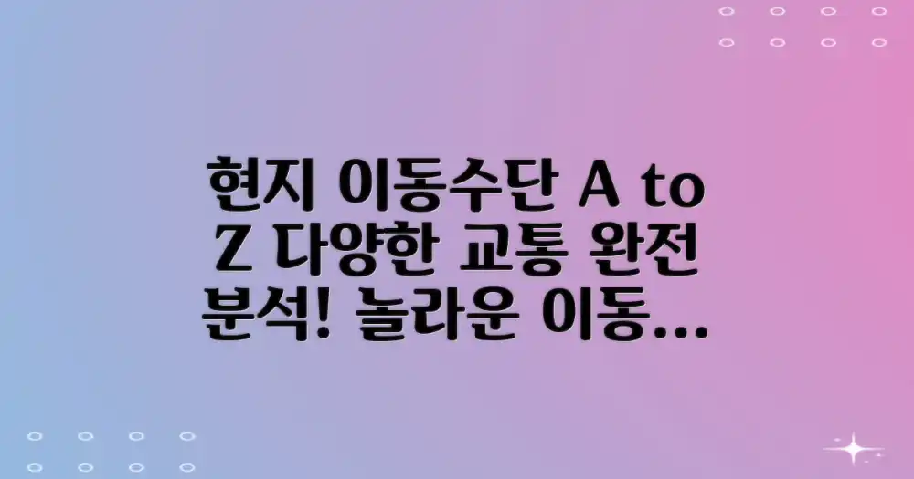 다양한 현지 이동 수단 완벽 분석