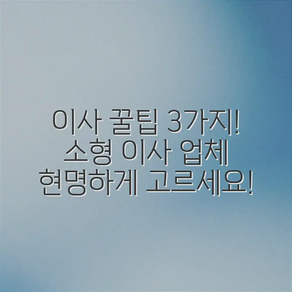 소형 이사, 업체 3가지 선택 꿀팁!