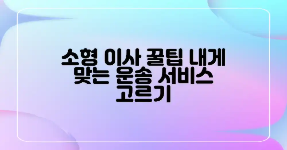 소형 이사, 나에게 맞는 운송 서비스 선택 가이드