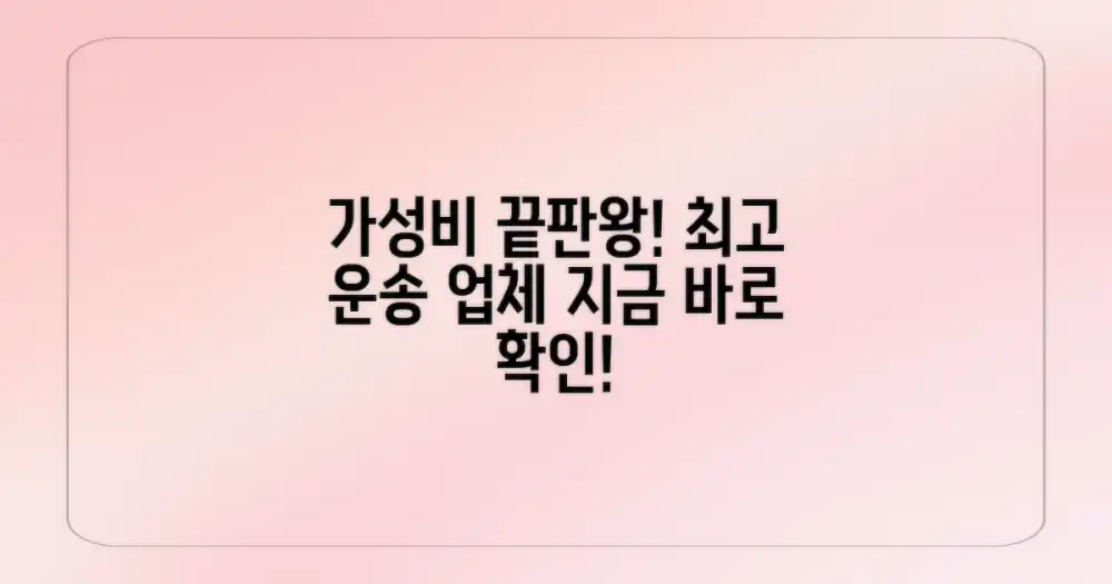 최고의 가성비 운송 업체를 찾아서