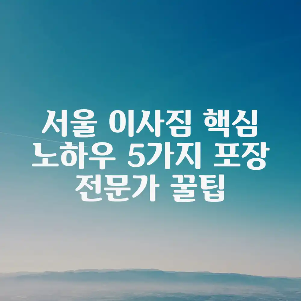 서울 이사짐 포장 전문가 5가지 핵심 노하우