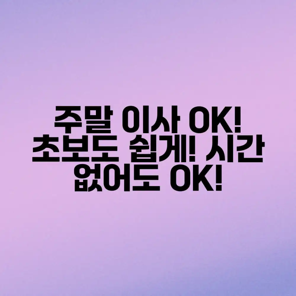 시간 부족? 주말 이사, 초보도 쉽게!