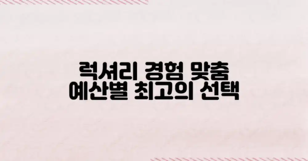 럭셔리 경험, 예산별 제안