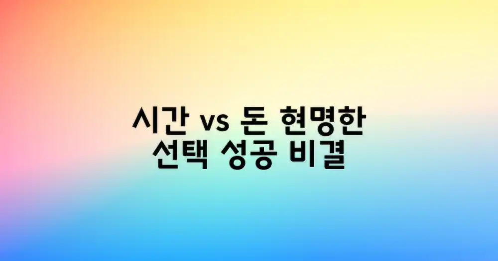 시간과 돈, 현명한 선택