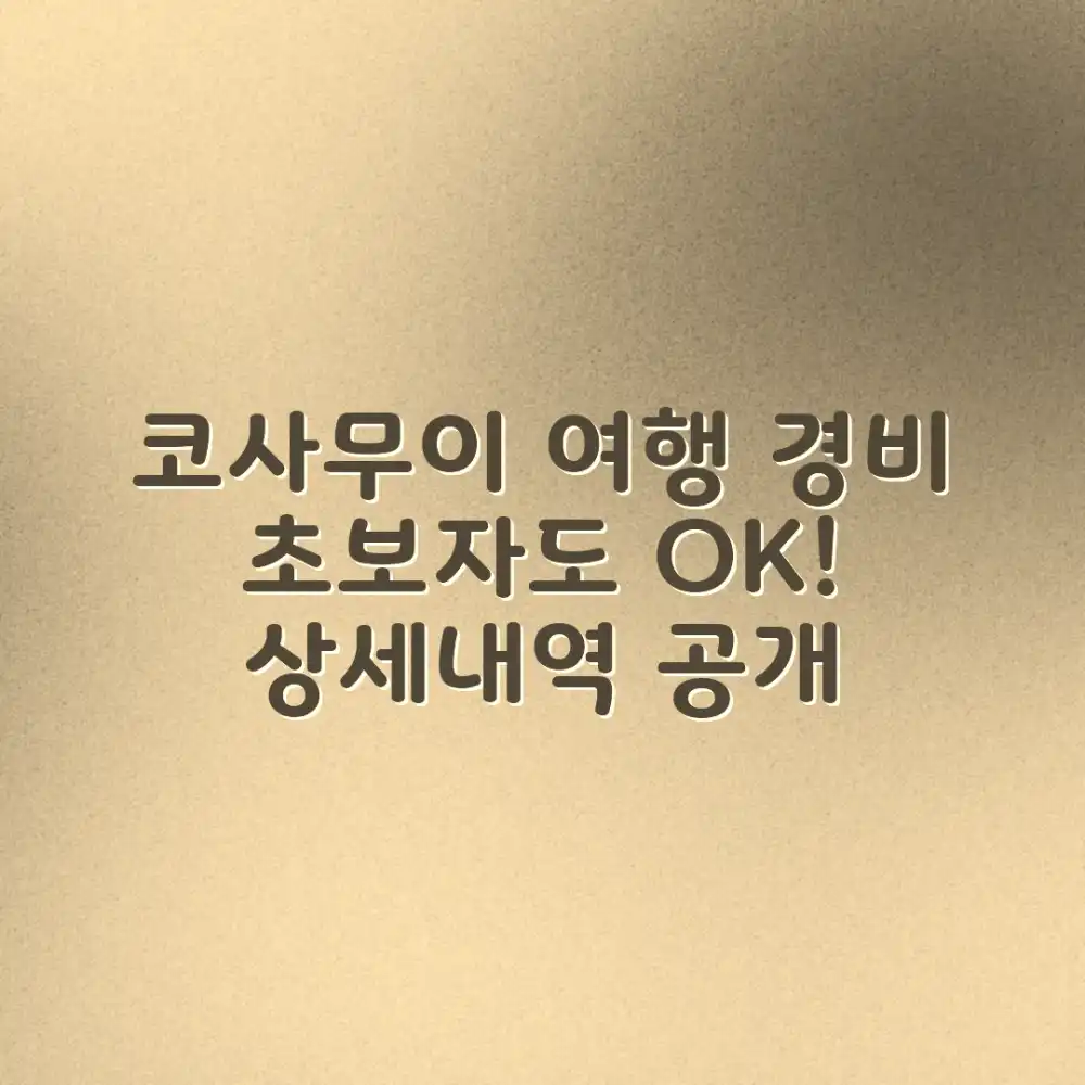 코사무이 여행 경비, 초보자도 쉽게! 상세 내역 공개!