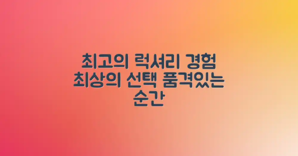 럭셔리 경험을 위한 선택