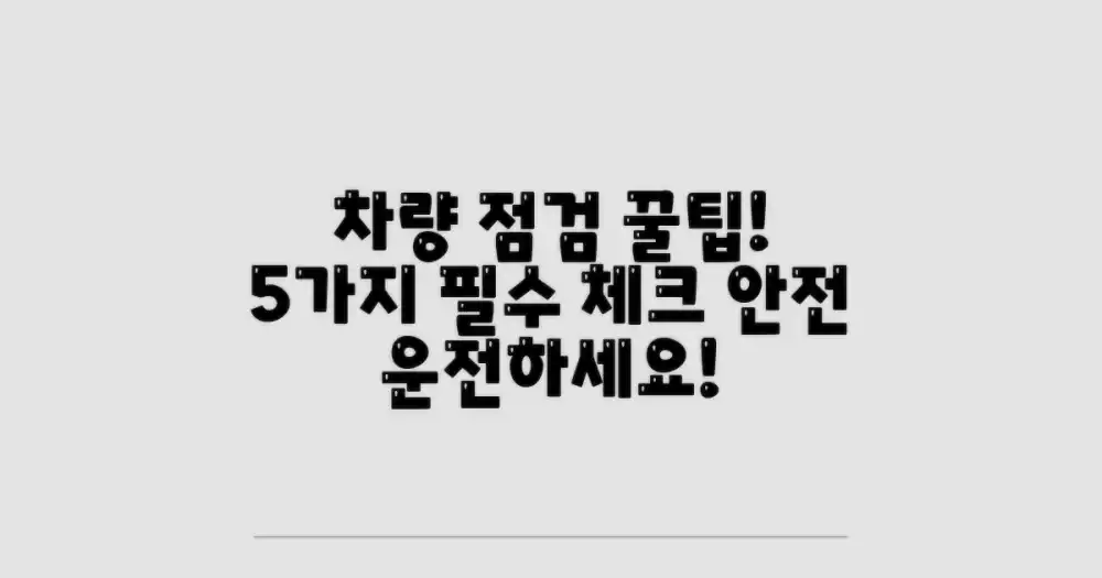 5가지 필수 차량 점검