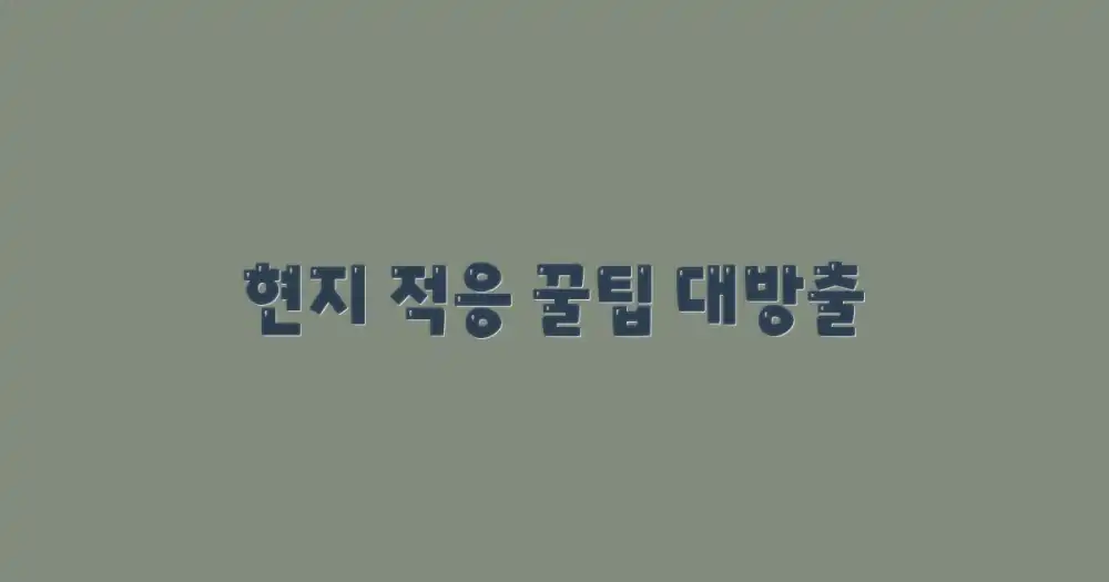 현지 적응 꿀팁 대방출